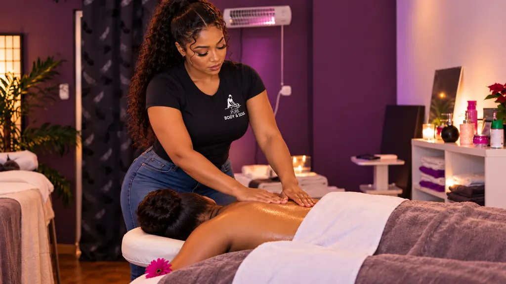 Masseurin bei einer Massagebehandlung bei Pure Body & Soul Essen